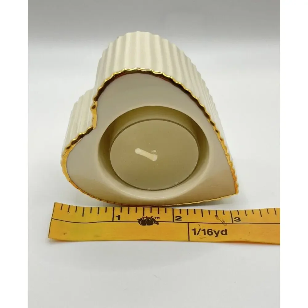 Lenox Heart Shaped Tea Light Votive Candleholder Porcelain & Gold Trimming